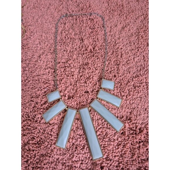 Bib Statement Necklace Retangler Blue Pendant 22" - Picture 7 of 7